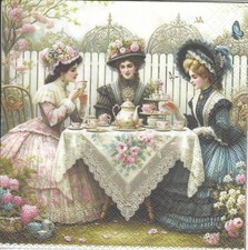 1 Lunch Paper Napkin Napkin (RS170) Vintage Women at Tea Coffee