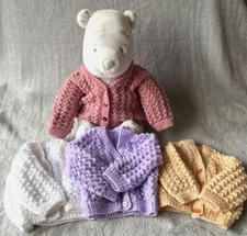 Hand Knitted New-born Baby Girl Lacy Cardigan In Lots Of Colours  £6.99
