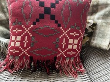 Welsh Blanket Tapestry Pattern Cushions In Red and multi size 16”x16”