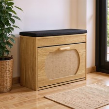 Shoe Storage Cabinet Shoe Bench and Flip-up Drawer Hallway with Seat Cushion Pad