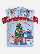 Primark Disney Lilo Stitch Christmas Double Duvet Cover Set Pillowcases New 