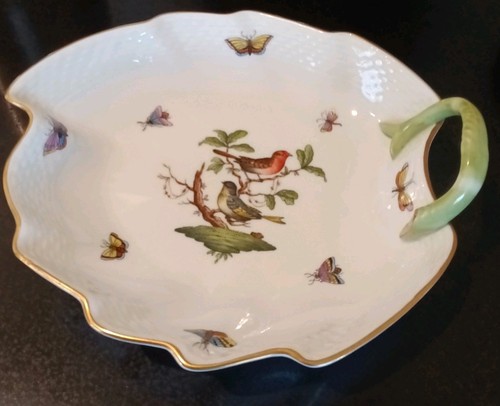 Herend porcelain leaf dish - herend,