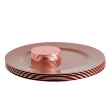 12 Piece Metallic Charger Plates Set Luxe Table Under Plate Coasters Rose Gold