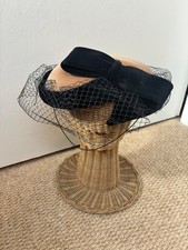 VINTAGE 80's PILLBOX HAT BLACK