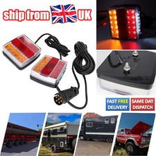 2PC 12V 16 Led Trailer Tail Light 10m Harness 7 Pin Plug Kit Stop Indicator Lamp