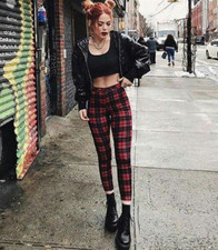 Women red tartan plaid - women’s,