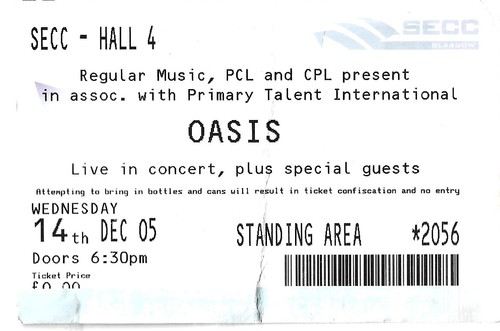 Oasis ticket glasgow - oasis, secc