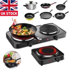 Hot Plate Electric Cooker Single/Double Table Top Kitchen Hob 1500W/2500W BLACK