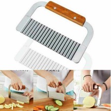 Stainless Steel Potato Crinkle Cutter Chipper Dough Vegetable Wavy Chopper Salad