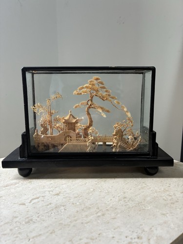 Vintage chinese cork diorama - cork,