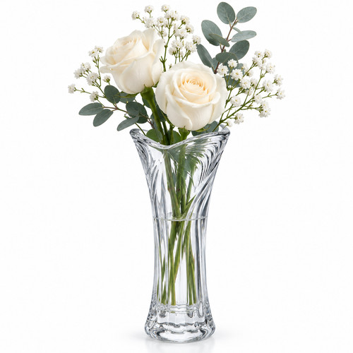 Clear heavy glass flower vase - flower,