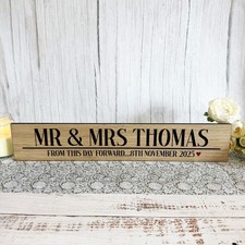 Personalised Wooden Mr Mrs