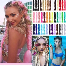 24inch Ombre Jumbo Braids Kanekalon Braiding Hair Extensions Rainbow Thick Ḧ