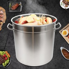 35L Large Deep Cooking Stock Pot Stainless Steel 201 with Lid - CATERING NEW