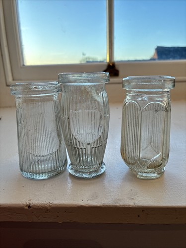 Vintage ribbed glass jars - ribbed,