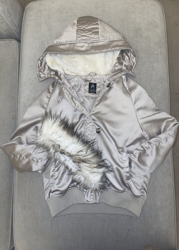Beige faux fur hooded - beige,