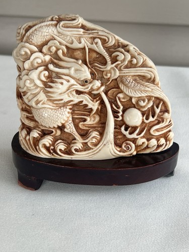 Old chinese dragon soapstone - chinese,