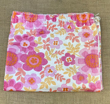 PAIR OF VINTAGE RETRO FLORAL 1060s 70s CURTAINS PINK HIPPY FLOWER PATTERN