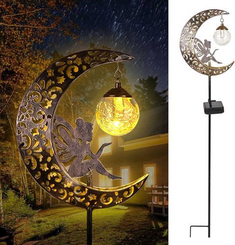 Solar moon fairy garden light - garden,