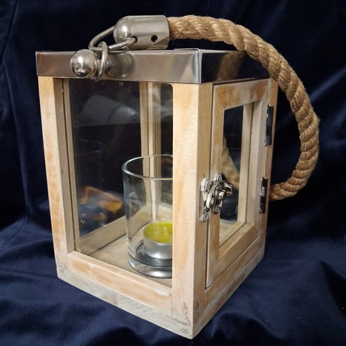 Candle lantern wood - &, glass