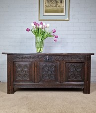 Antique Carved Oak Coffer -