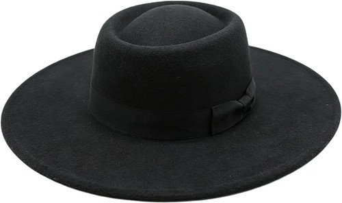 Black classic wide brim fedora - wide,