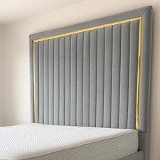 72" Golden Strip Design Floor Standing Headboard in Plush Velvet All UK Sizes