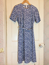 S18 Vintage NORMAN LINTON Navy & White Dress