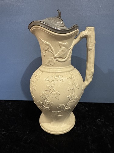 Parian ware beige embossed jug - parian,
