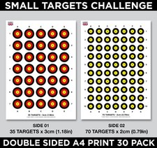 3cm & 2cm Shooting Targets A4 Sheets Airsoft Rifle Pistol BB - 2 Sided - 30 pack