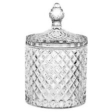 Glass Round Sweet Sugar Jar Dish Bowl with Lid Crystal Effect Decorative Wedding
