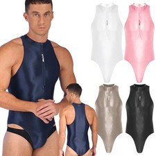 Men Unitard Zipper Bodysuit