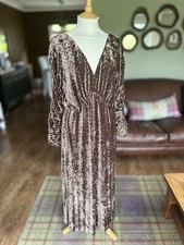 Warehouse Size 12 Burnout Velvet Midi Dress In Chocolate Never Worn