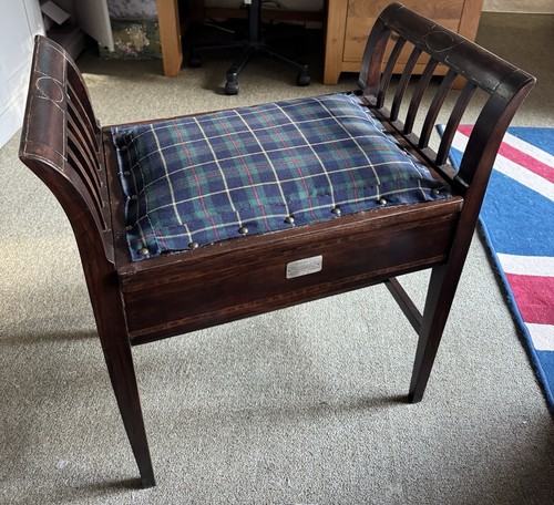 Antique piano stool with - antique,