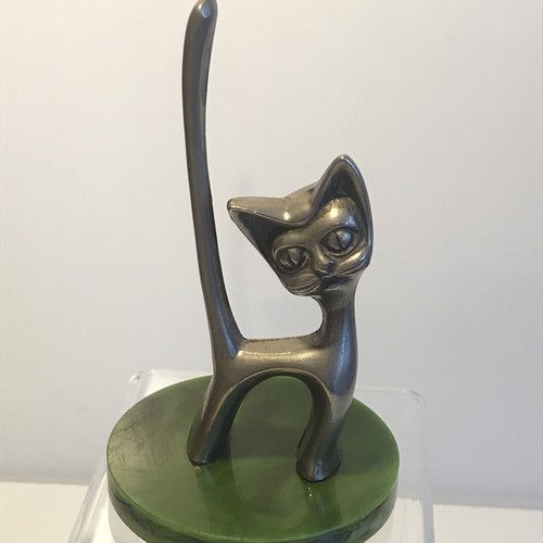 Vtg seba silver plated cat - silver,