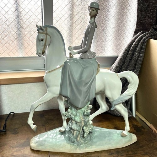Lladro girl white horse - girl, on