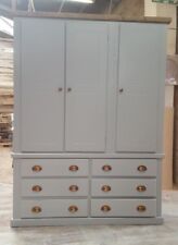 HANDMADE AYLESBURY NEXT 6 DRAWER TRIPLE WARDROBE (GREY) WITH CUP HANDLES
