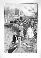 Original Old Antique Print