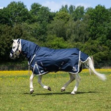 TURNOUT RUG 100GM GALLOP WITH NECK SHETLAND PONY SIZES NAVY *FREE POSTAGE*