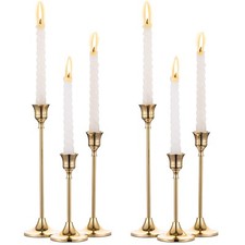 Gold Candlestick Holders Brass 6 Pcs Metal Taper Candle Holders Vintage