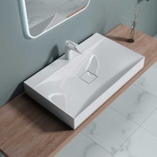 Durovin Bathroom Wash Basin Stone Countertop Wall Hung Designed Sink 800x480mm