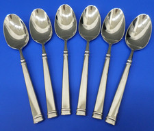 6 - Guy Degrenne ABSOLU Glossy Stainless Flatware 8" PLACE / OVAL SOUP SPOONS