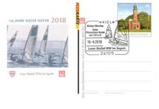 Kiel Week 2018 postal stationery special postmark Laser Radial World Cup