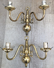 2x Vintage Antique Brass Wall