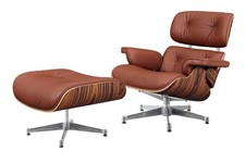 Classic Eames Lounge Chair And Ottoman Set Tan Rosewood Geniuine Leather 