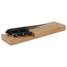 Bamboo 5 Slot In Drawer Wooden Knife Block Holder Kitchen Storage Organiser
