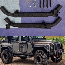 BLACK STAINLESS SIDE STEPS FOR LAND ROVER DEFENDER 90 L316 2003- ONWARDS