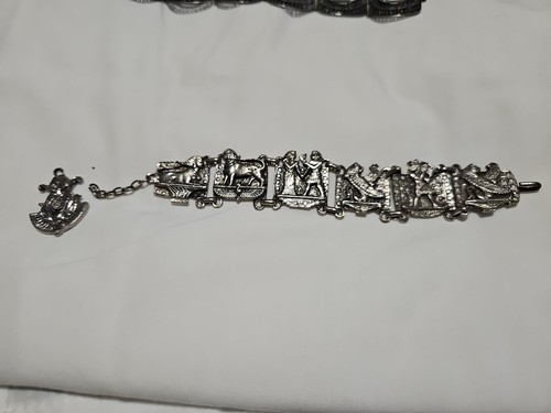 Egyptian revival silver tone - egyptian,