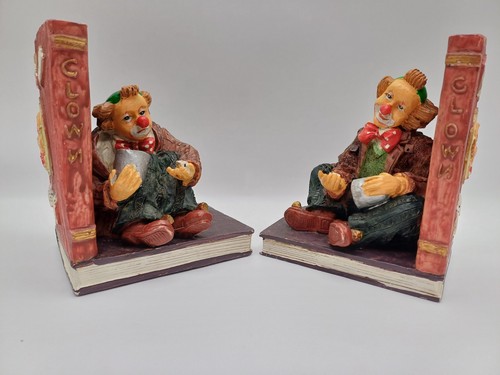 Vintage pair clown bookends - vintage, of