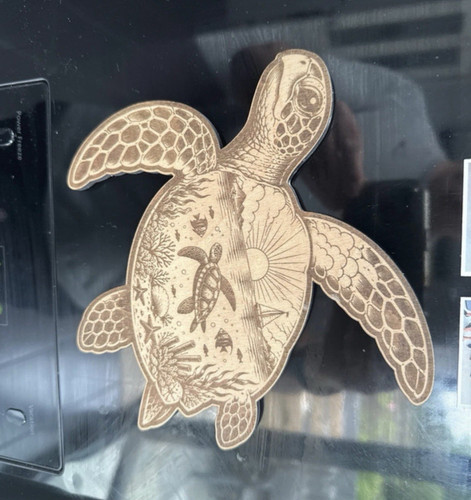 Wooden sea turtle fridge - wooden,